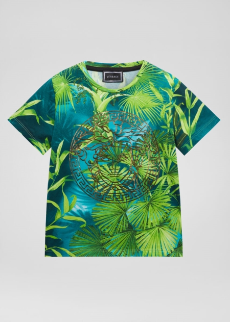 Versace Jungle Print Gold Foil Medusa T-shirt Pojke - 523814BJT